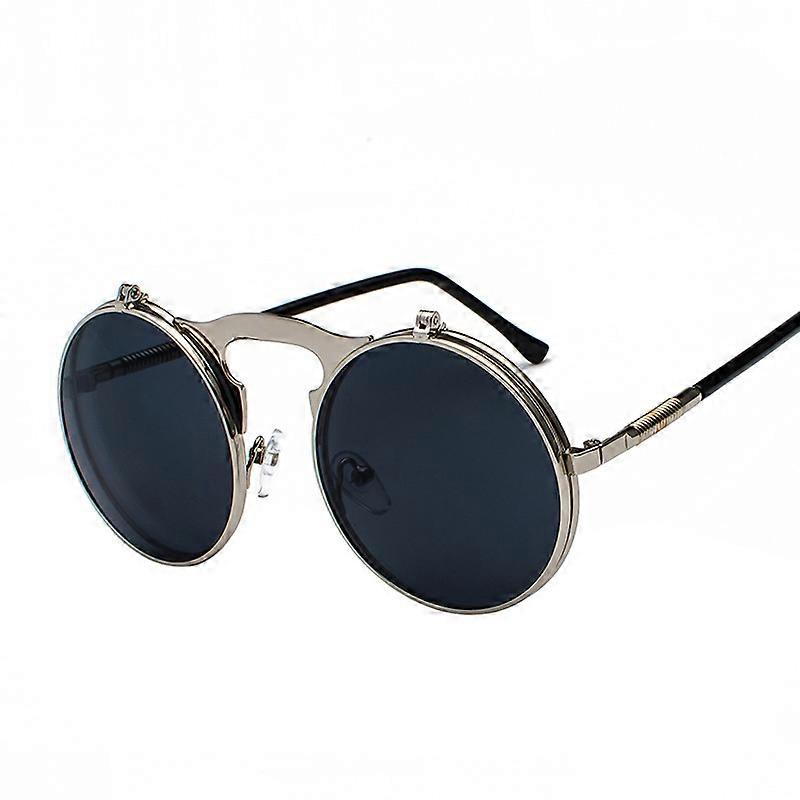 Vintage Steampunk Flip Up bărbați ochelari de soare femei retro rotund cadru metalic ochelari de soare balama design curbat picioare de primăvară UV400
