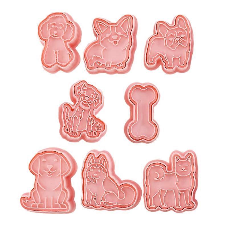 8Pcs/Set Dog Pattern Cookie Cutters Washable PP Bread Baking Cookie Mould Stencils for Kitchen
