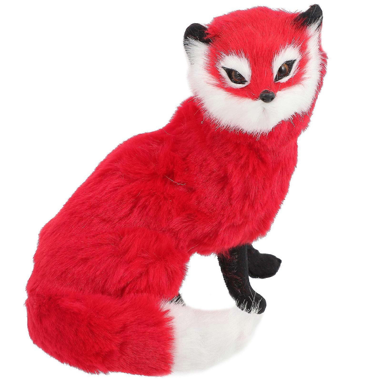 Simulation Plush Fox-shape Model Handcraft Desktop Decor Lovely Animal Toy