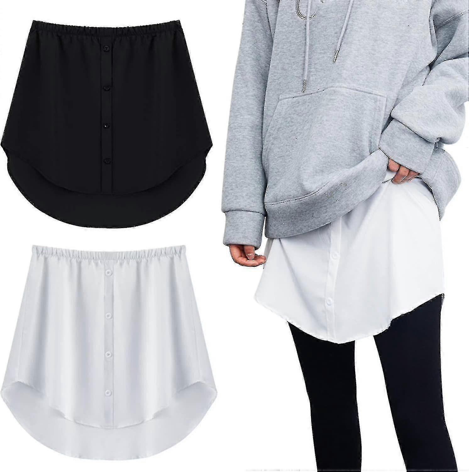 Extensor de camisa para mulheres camadas ajustáveis falso Top Lower Sweep camisa meia saia de comprimento