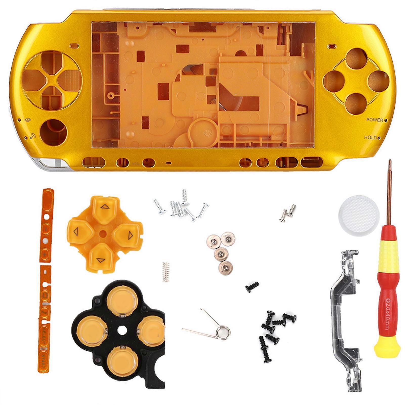 For PSP3000 Game Console Case Full Housing Shell With Screwdriver Wearable Compact(Yellow)