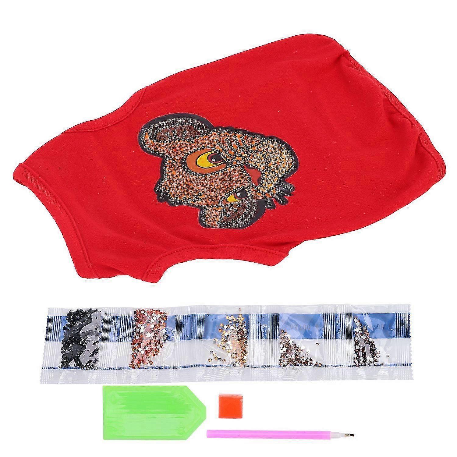 Dog Clothes Rhinestone Design DIY Painting Soft Comfortable Pet TShirt for Small to Medium Puppy(Red