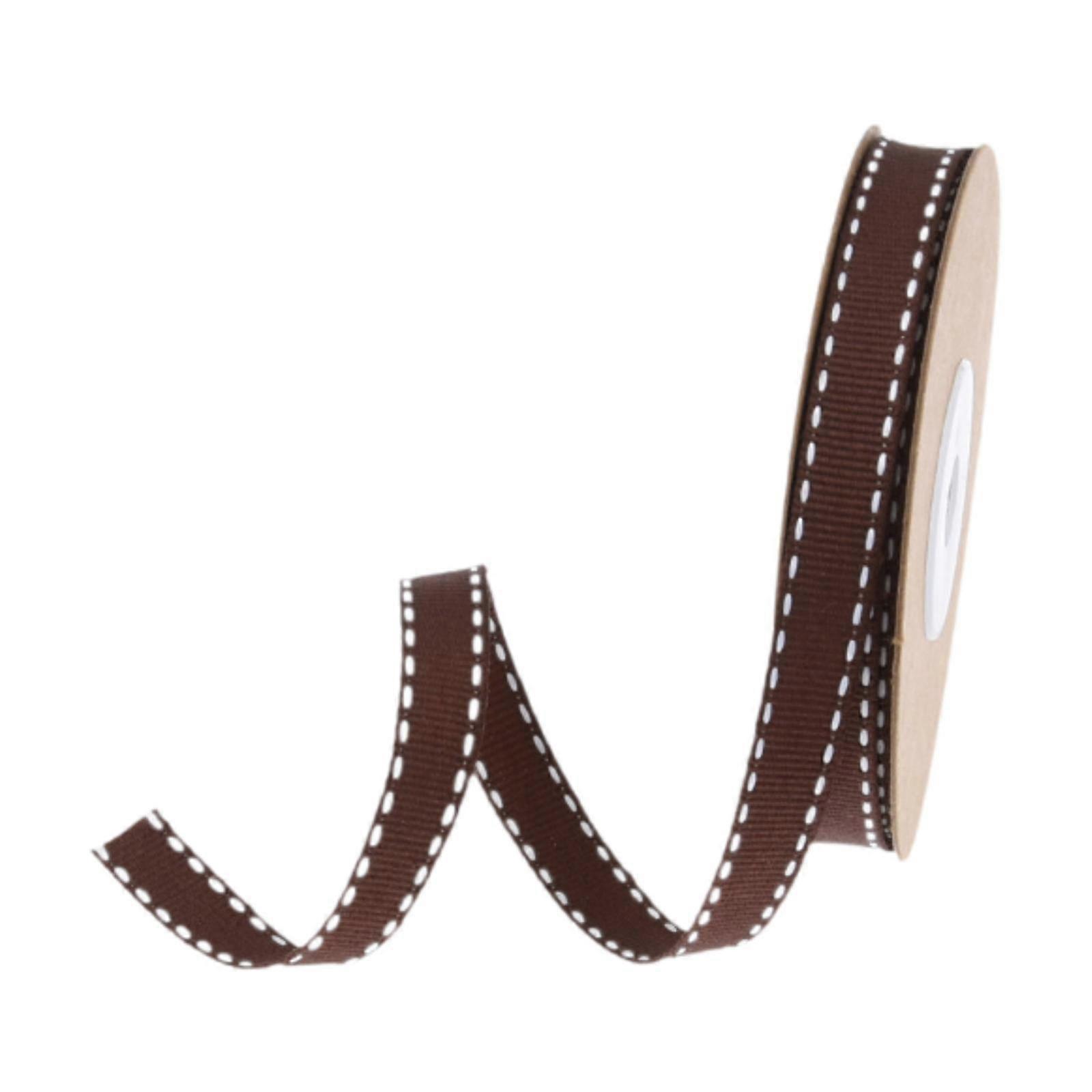 Solid Grosgrain Ribbon Stitched Ribbon for Bow Making Handmade Craft Bouquet Brown