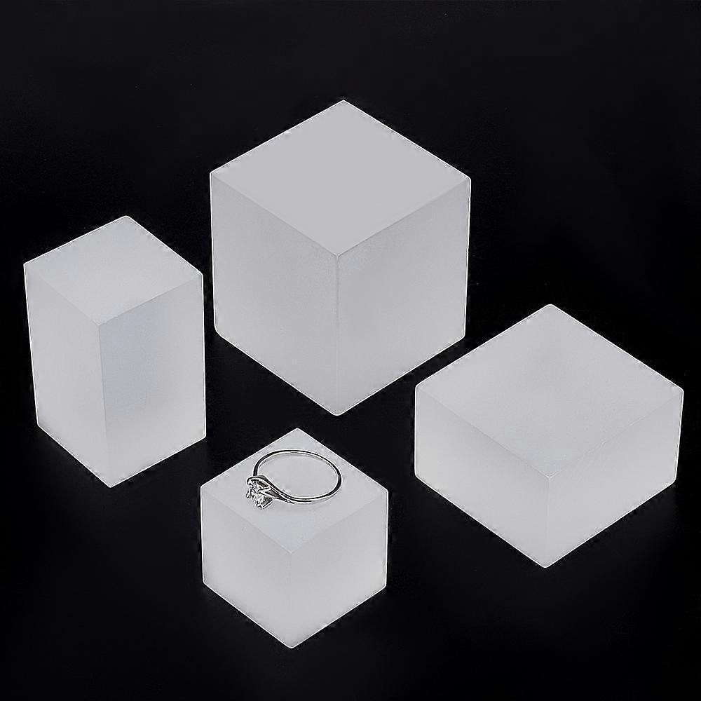 4 Sizes Acrylic Cube Display Stands Frosted Display Bases Small Solid Display Block Rack for Displaying Jewellery Gems Rocks Pop Figures Photo Prop Ex
