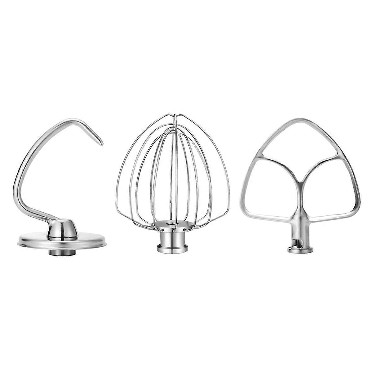 Stainless Steel Accessories for 4.5-5 Qt Tilt Stand Mixer, Includes 6 Wire Whisk, Flat Beater,Dough