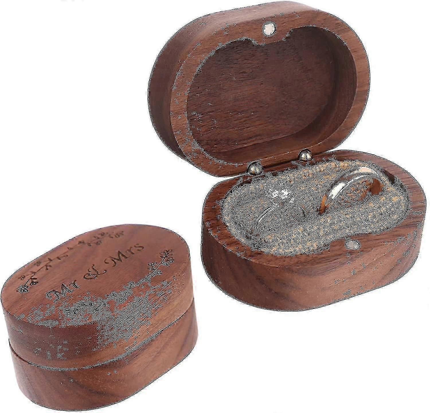 Mr Mrs Wedding Ring Box with Retro Ring Er Ric Vinta Ring H Walnut (meili)