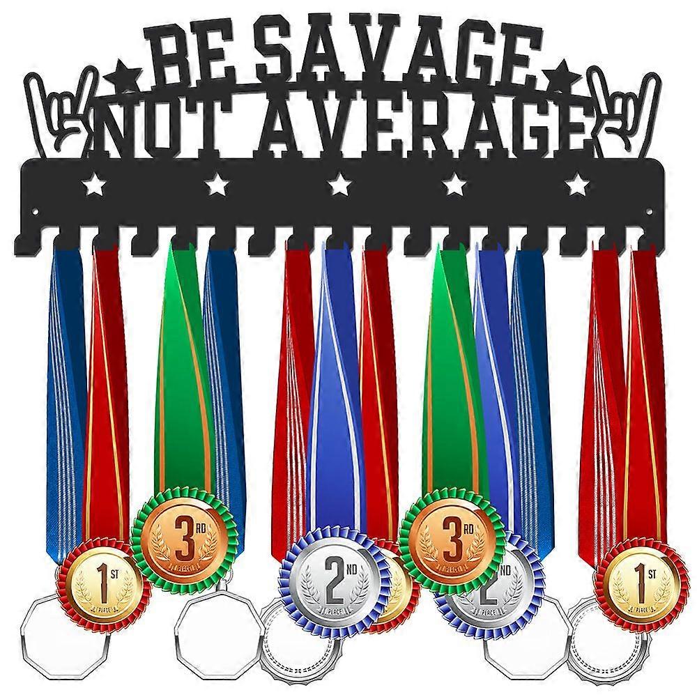 Iron Medal Holder Frame Medals Display Hanger Rack 17 Hooks with Screws Word 150x400mm