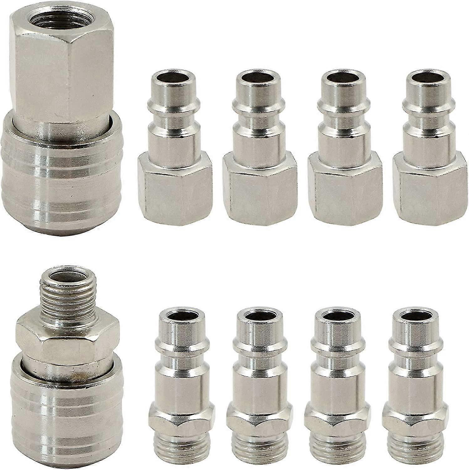 Compressed Air Coupler 1/4" Quick Coupler 10pcs Euro Compressed Air Coupler Hose Coupler Air Line Connector Compressor Hose Air Hose Fittings Air Hose