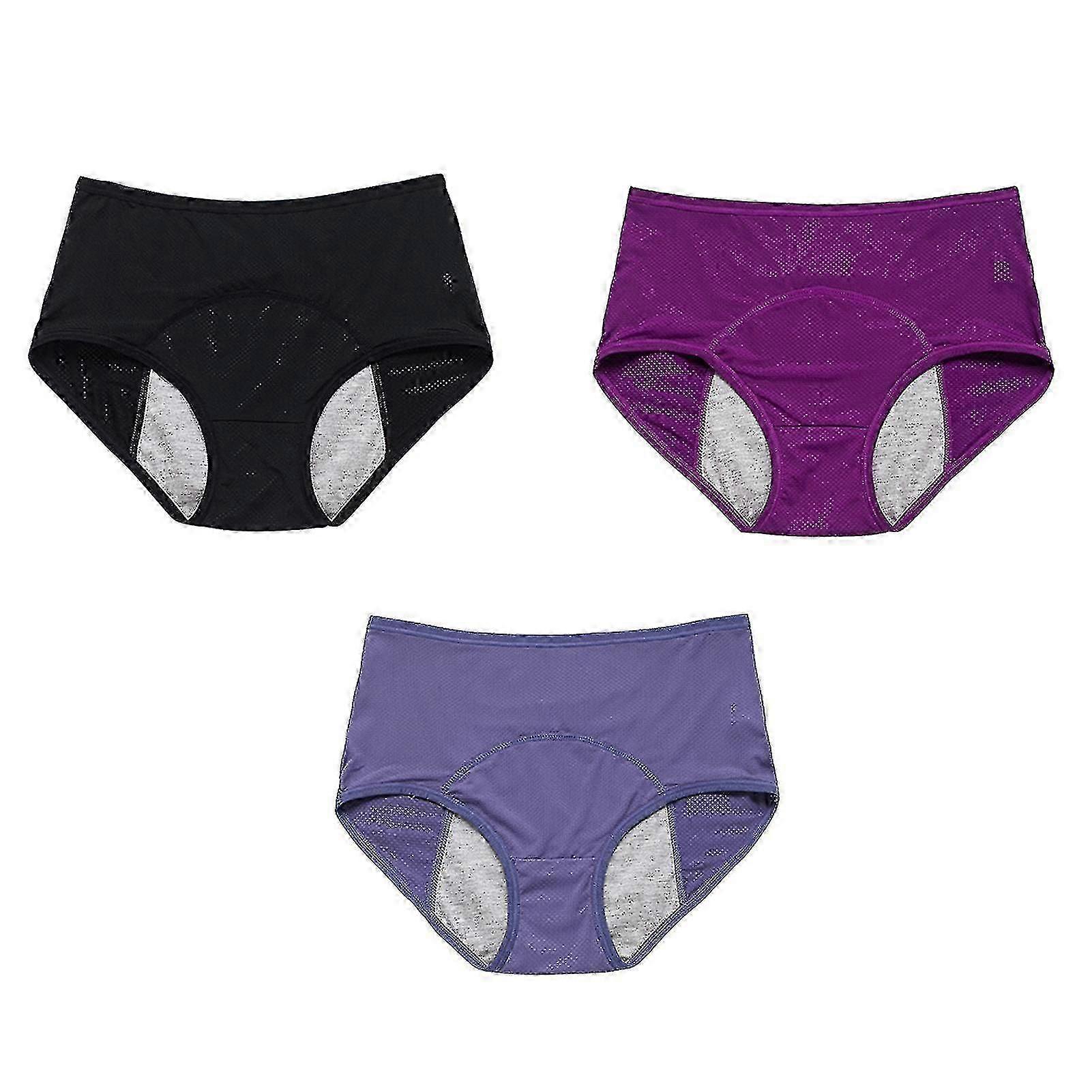 3pcs γυναίκες επιπλέον προστασία στερεά βαριά διαρροή ροής απόδειξη εμμηνορροϊκό εσώρουχο stretchy