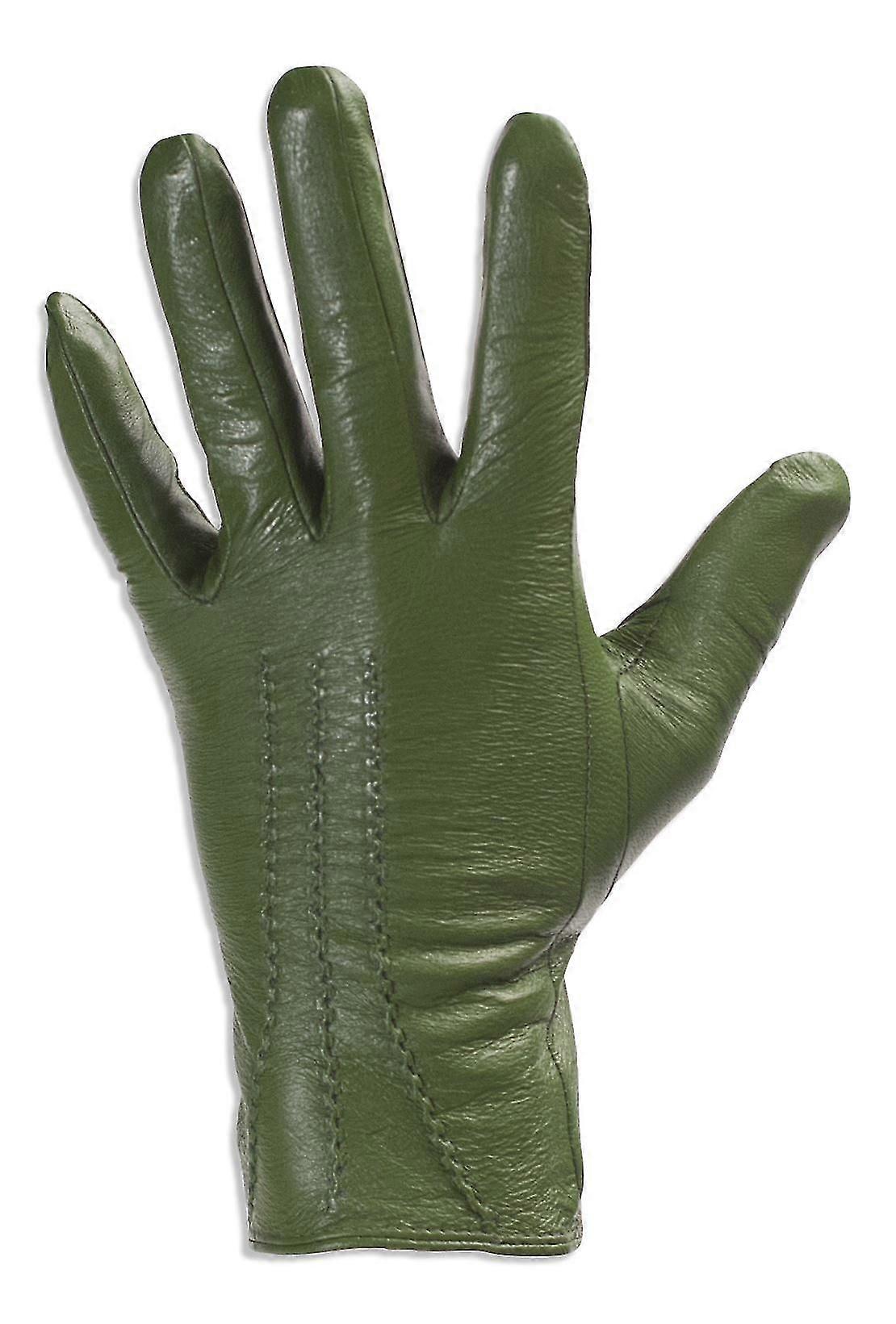 Womens Leather Gloves - 3 Point Design - Classic Style With Soft Fabric Lining # 337-200