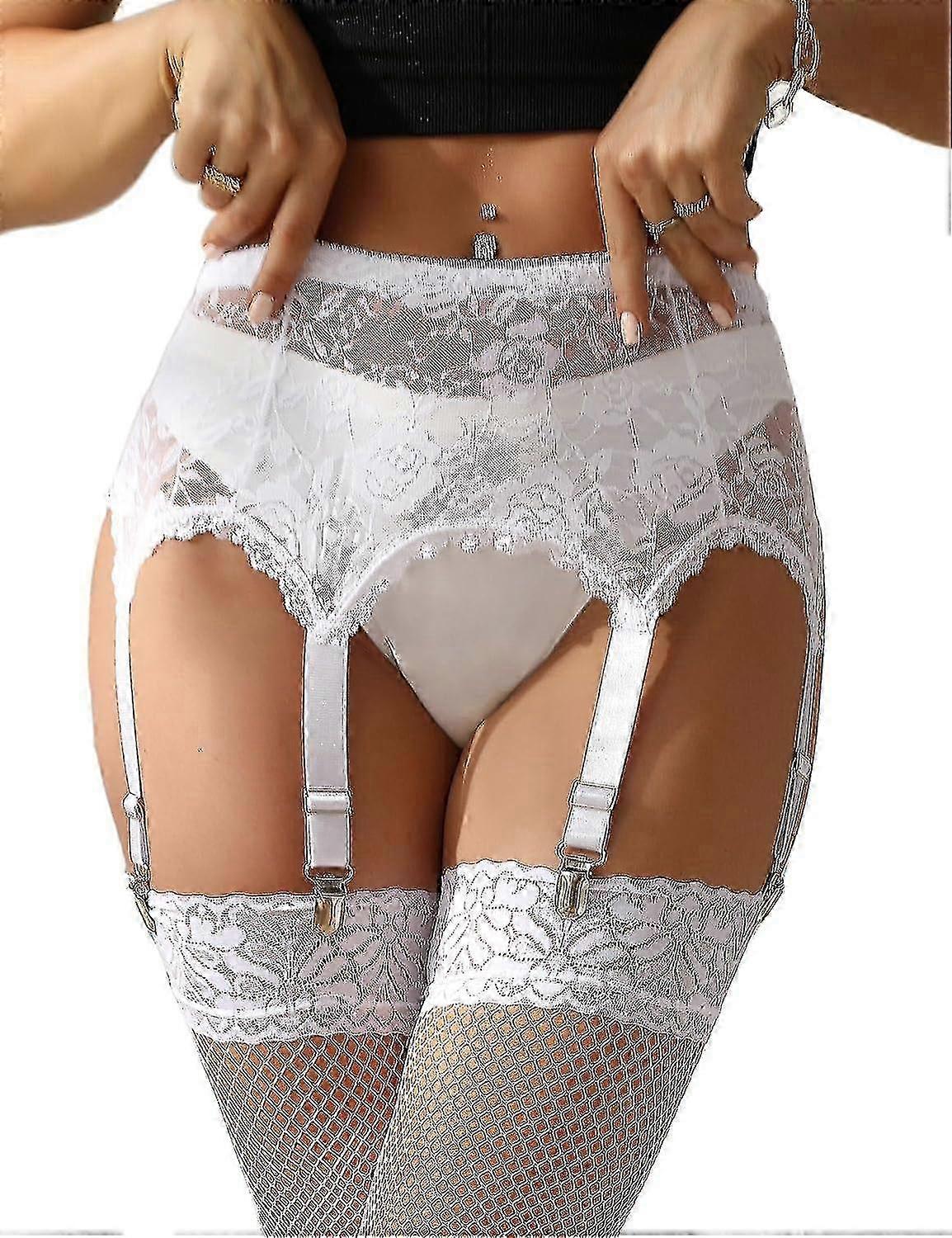 女士吊带腰带加大码蕾丝吊带和6个金属夹可调内衣吊带吊带U