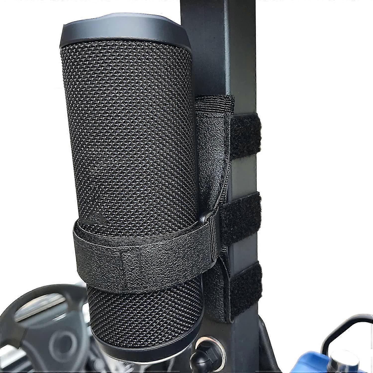 Portable Speaker Mount For Golf Cart Accessories - Adjustable Strap Fits Bluetooth Wireless Speaker Strap Attachment To Railing/cross Bar/frame Bla