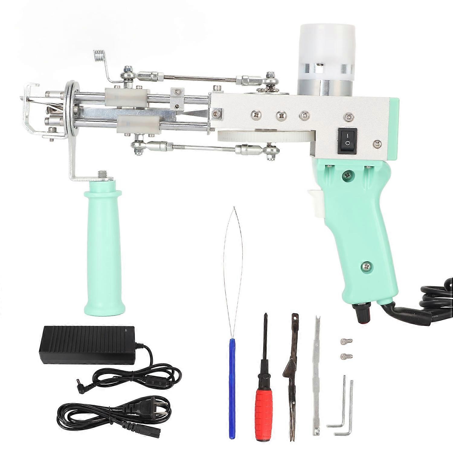Carpet Tufting Tool Green 40 Stitches Per Sec Adjustable Handle Carpet Weaving Machine for Craft DIY