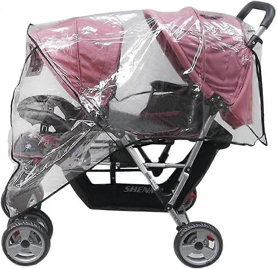 Front and Rear Twin Strollers Rain Cover Waterproof Windproof Dustproof Universal Double Stroller Twins Pushchair Pram Raincoat Tandem Baby Carriage C