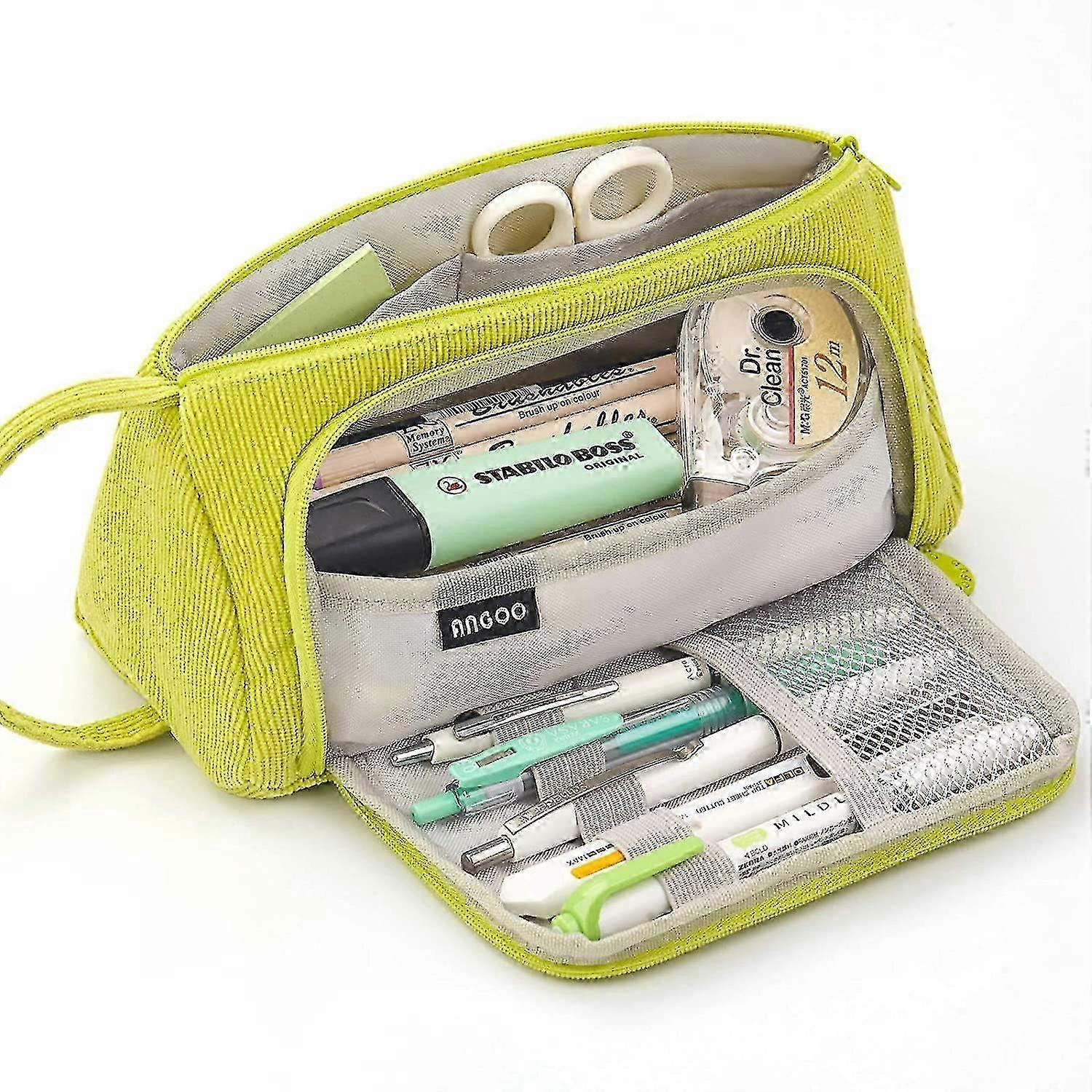 Large Capacity Colored Canvas Storage Pouch Marker Pen Pencil Case Simple Stationery Bag Holder Compatible With Middle High School Office Coll