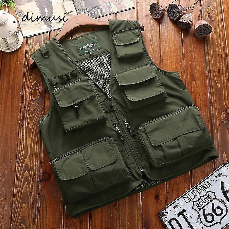Mens Vests Quick Dry Breathable Multi Pocket Mesh Vest Sleeveless Jackets 7xl