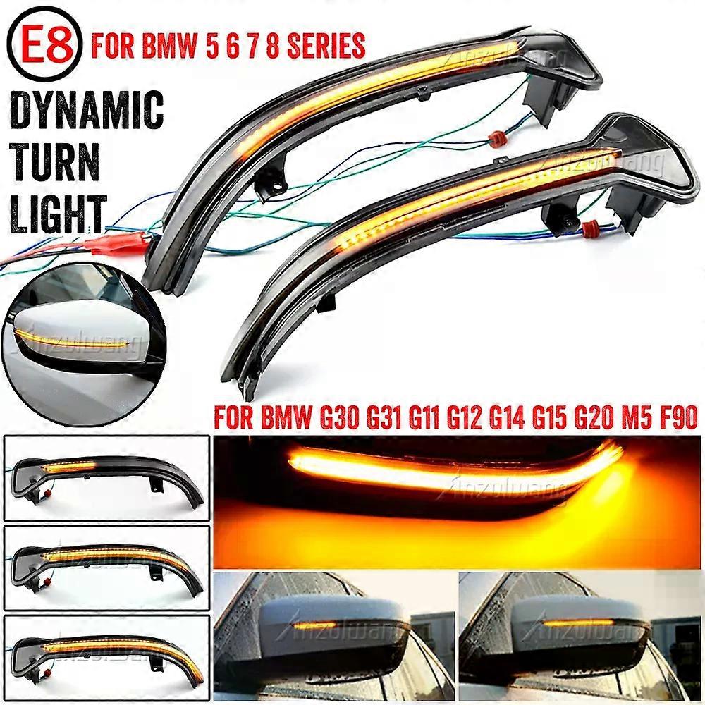 2pcs Flowing Turn Signal Light LED Side Wing Rearview Mirror Dynamic Indicator Blinker For BMW 5 Series G30 G31 G38 2016-2019
