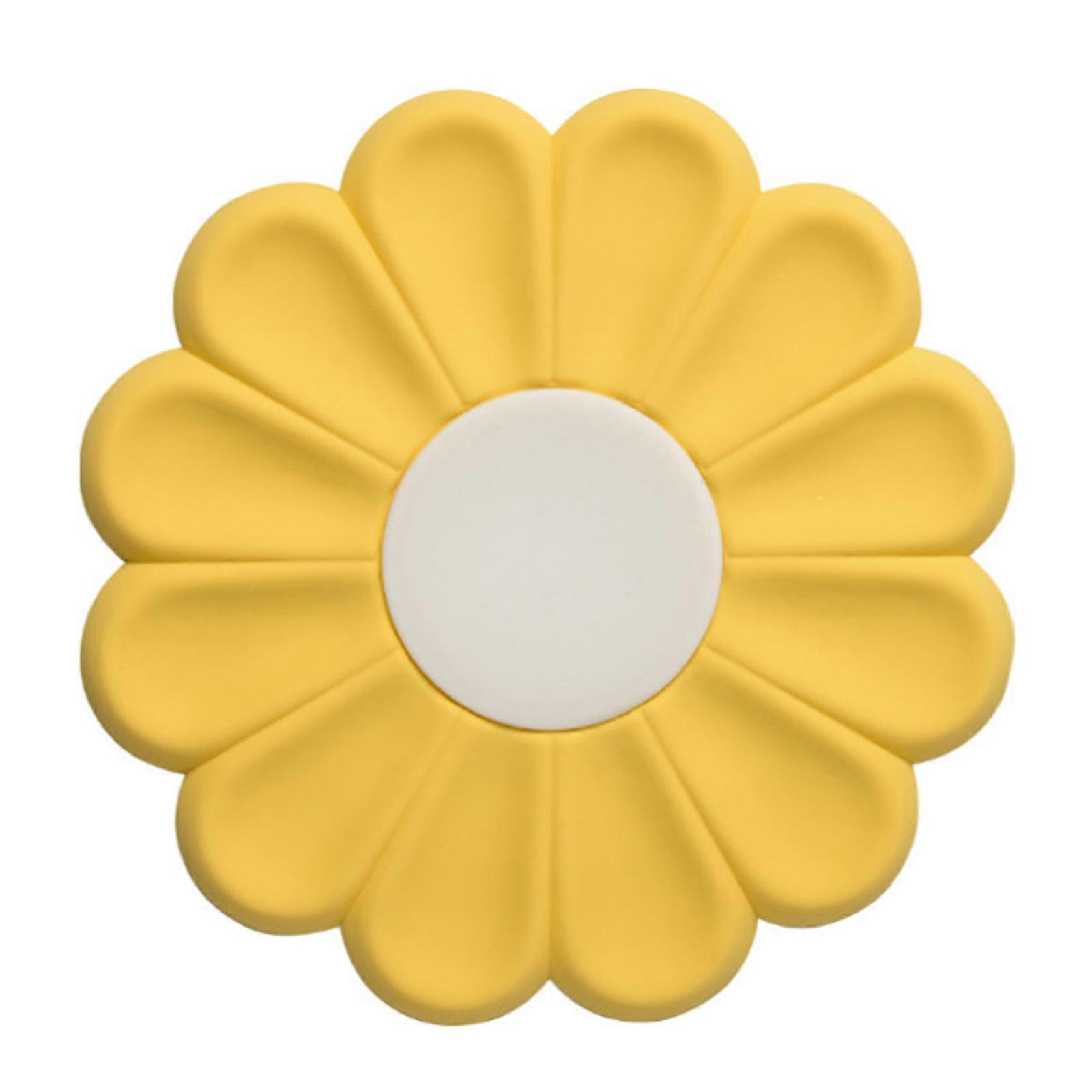 Tableware Dish Cup Cushion Flower Shape Silicone Drain Pad Dinnerware Table Mat Durable Use Coffee Drink Table Placemats  Lemon yellow