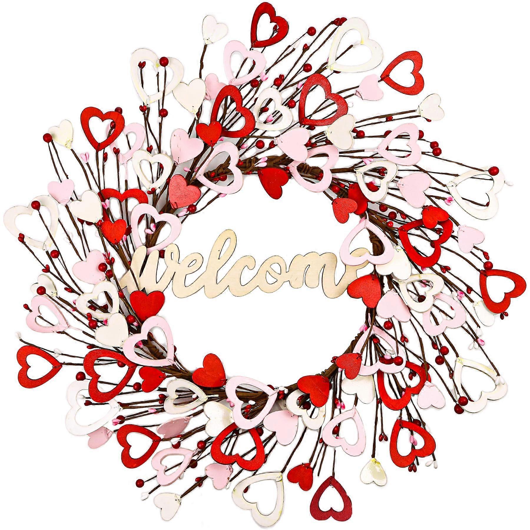 20" Vintage Heart Shaped Valentine's Day Garland - Rustic Wall Decor Replaceable Welcome Sign
