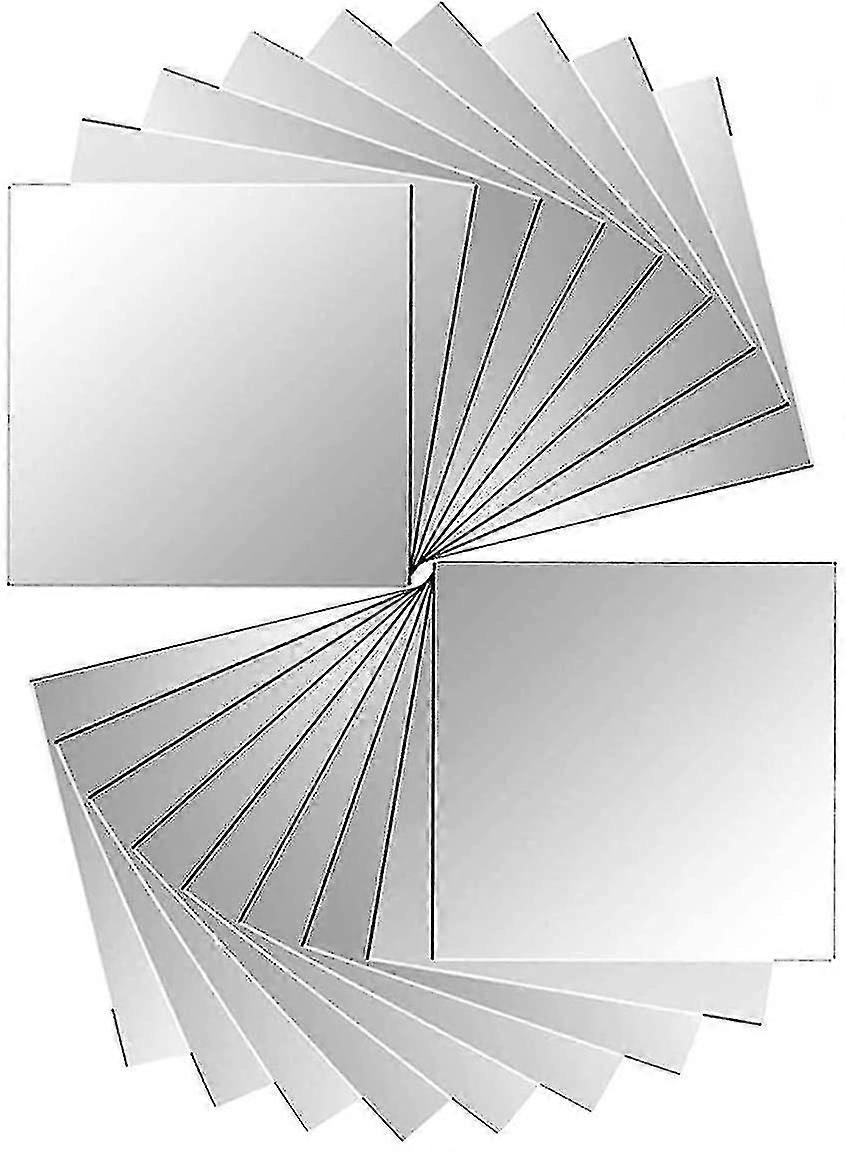 18 قطعة بلاط مرآة ذاتية اللصق ملصقات مرآة حائط 15 × 15 سم