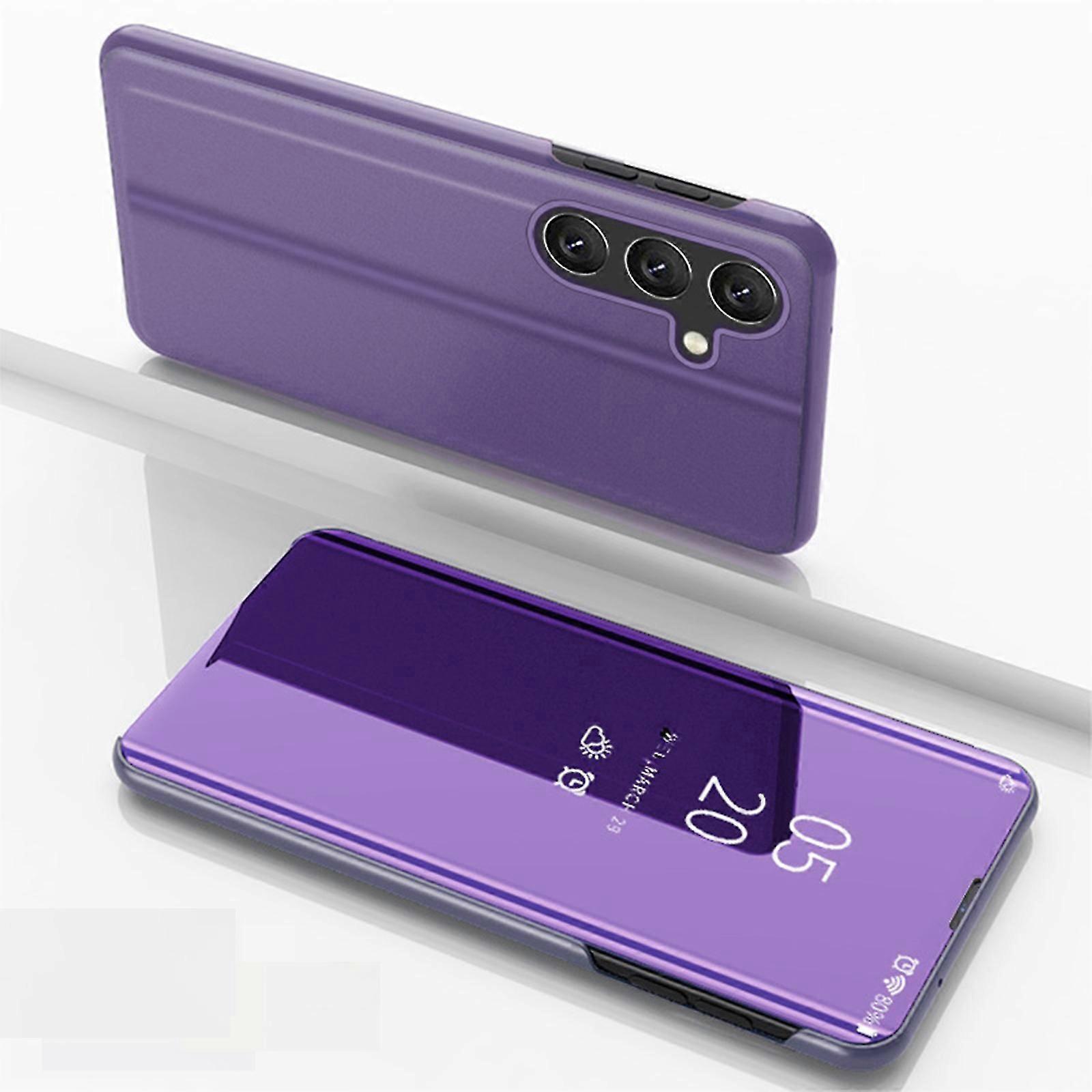 Kickstand Mirror Case for Samsung Galaxy A55, Leather Flip Shockproof Cover Slim All Inclusive Protective Case for Galaxy A55