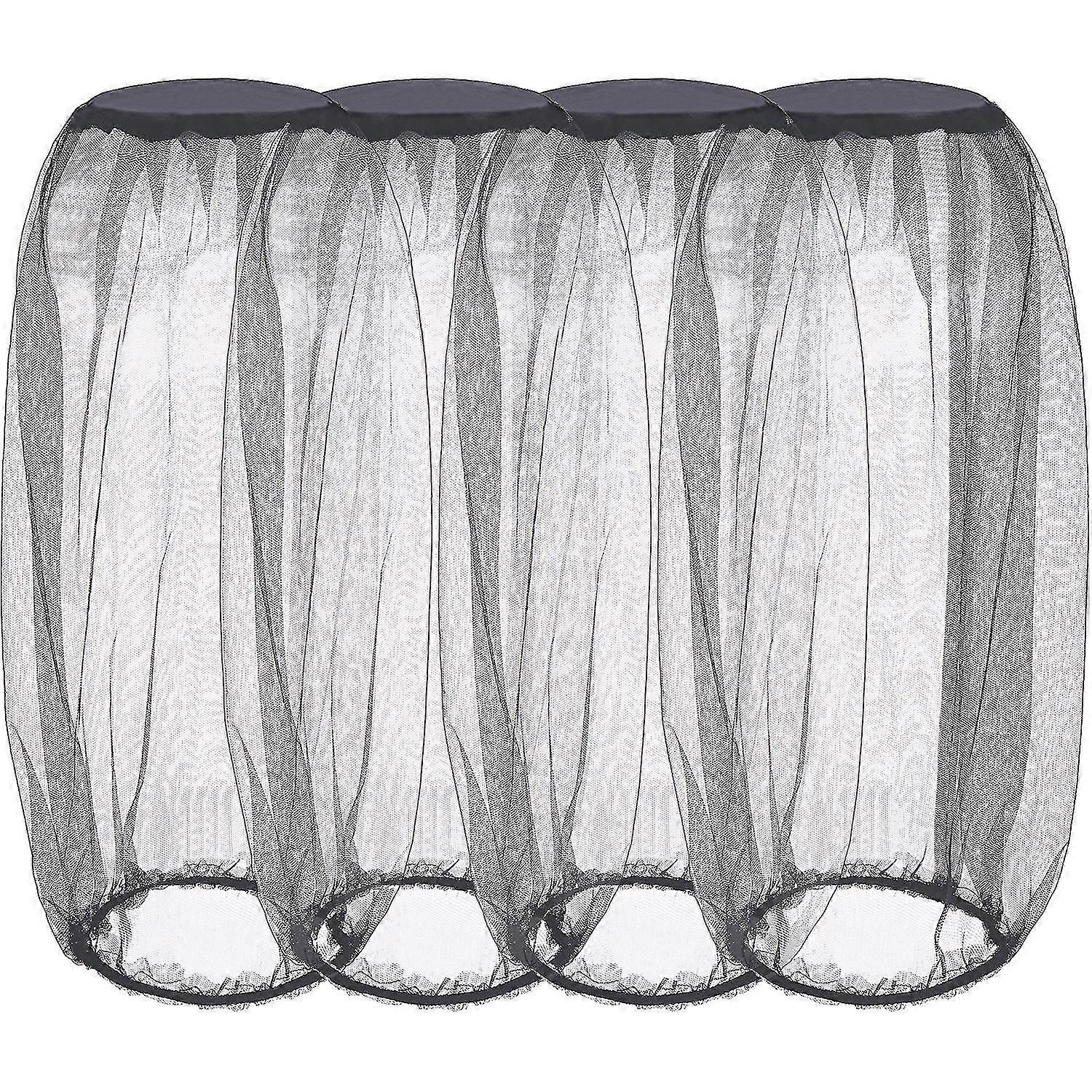 4 حزمة البعوض رئيس صافي الوجه المعاوضة غطاء الرقبة شبكة المعاوضة شبكة للنشاط في الهواء الطلق (الحجم العادي ، أسود)