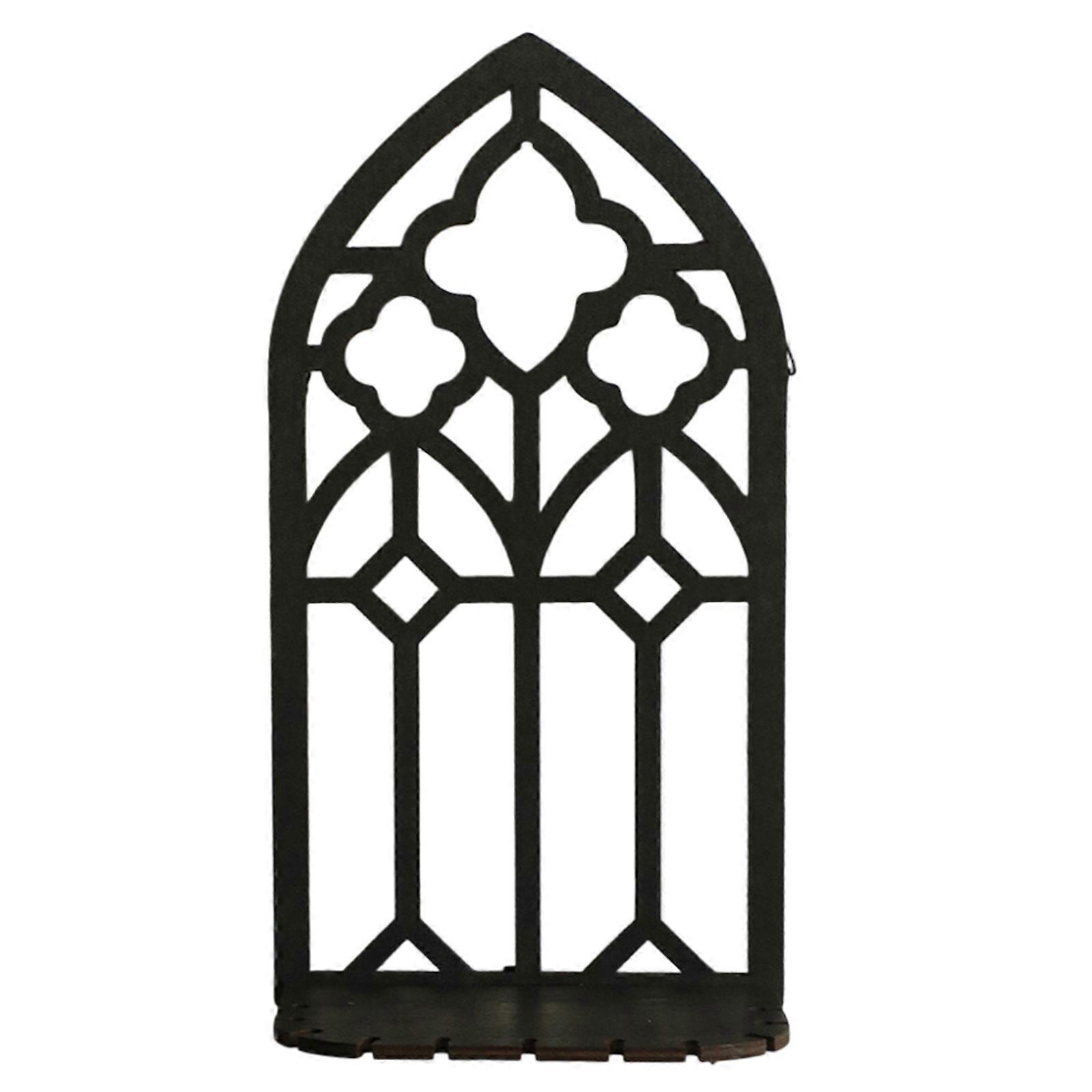 Gothic Wood Hollowed Frame Wall Shelf Multipurpose Hanging Display Shelves for Home Decors Essential Oil Crystal Stand
