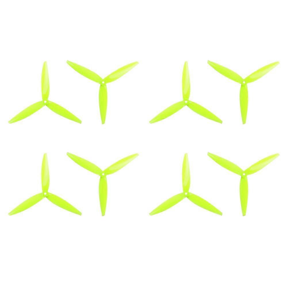 4 Pairs 7040 7x4x3 3-Blade PC Propeller CW+CCW for RC FPV Freestyle 7inch Long Range Drones DIY Parts Fluorescent Yellow