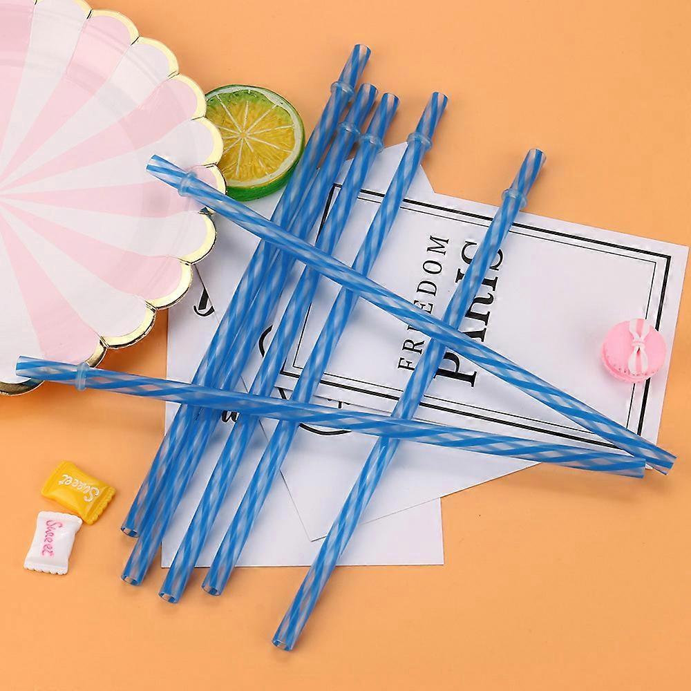 10pcs Colorful Reusable Hard Plastic Stripe Drinking Straws Party Decoration