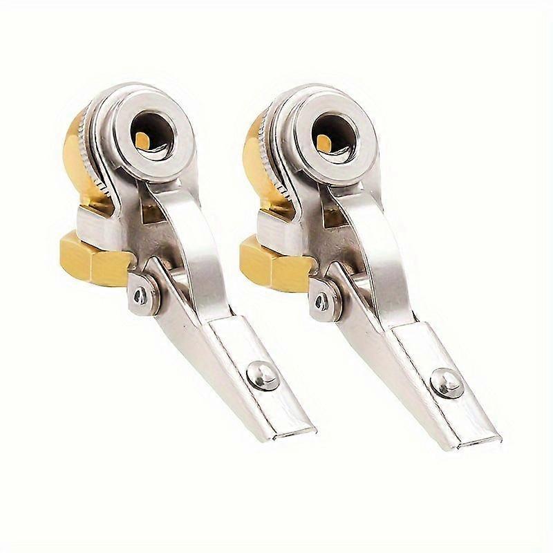 2pcs Car Tire Inflator Nozzle, Internal Thread Brass Inflator Nozzle, Inflator Adapter, Brass Connector and Clamp for Tire Valve Fitting