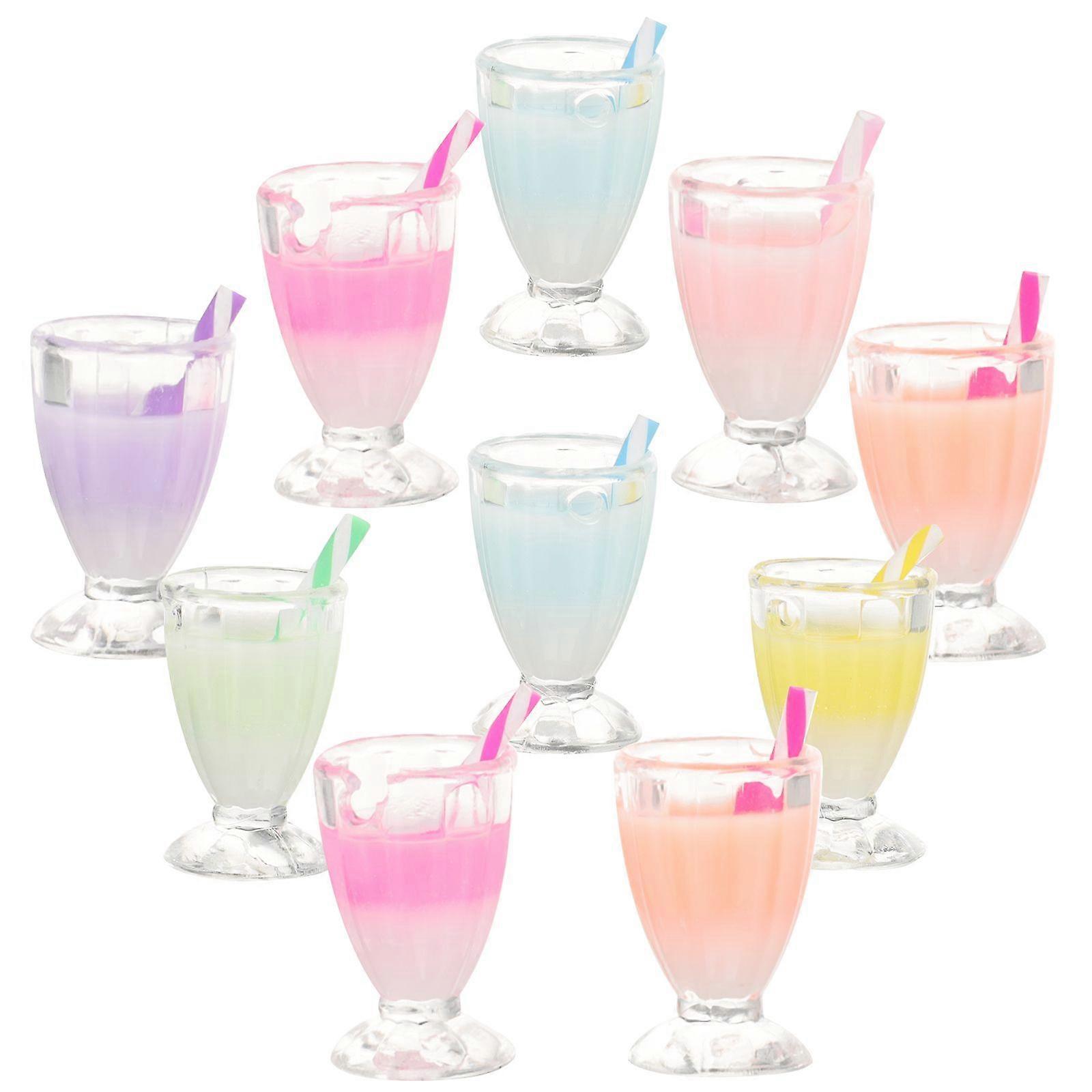 10pcsミニレジンドリンクカップチャームドリンクネックレスイヤリングチャームDIYクラフト用