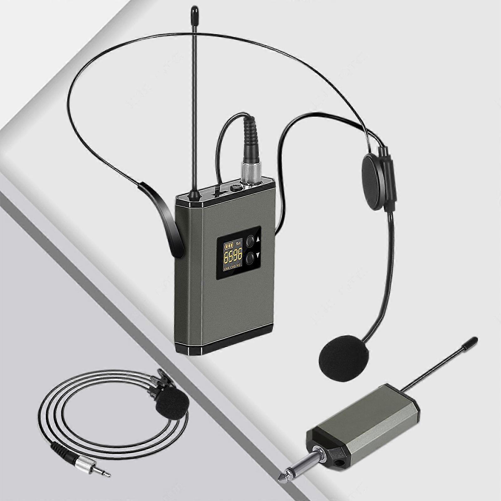 UHF Wireless Microphone Lavalier Lapel Mic Mini Receiver Transmitter Headset