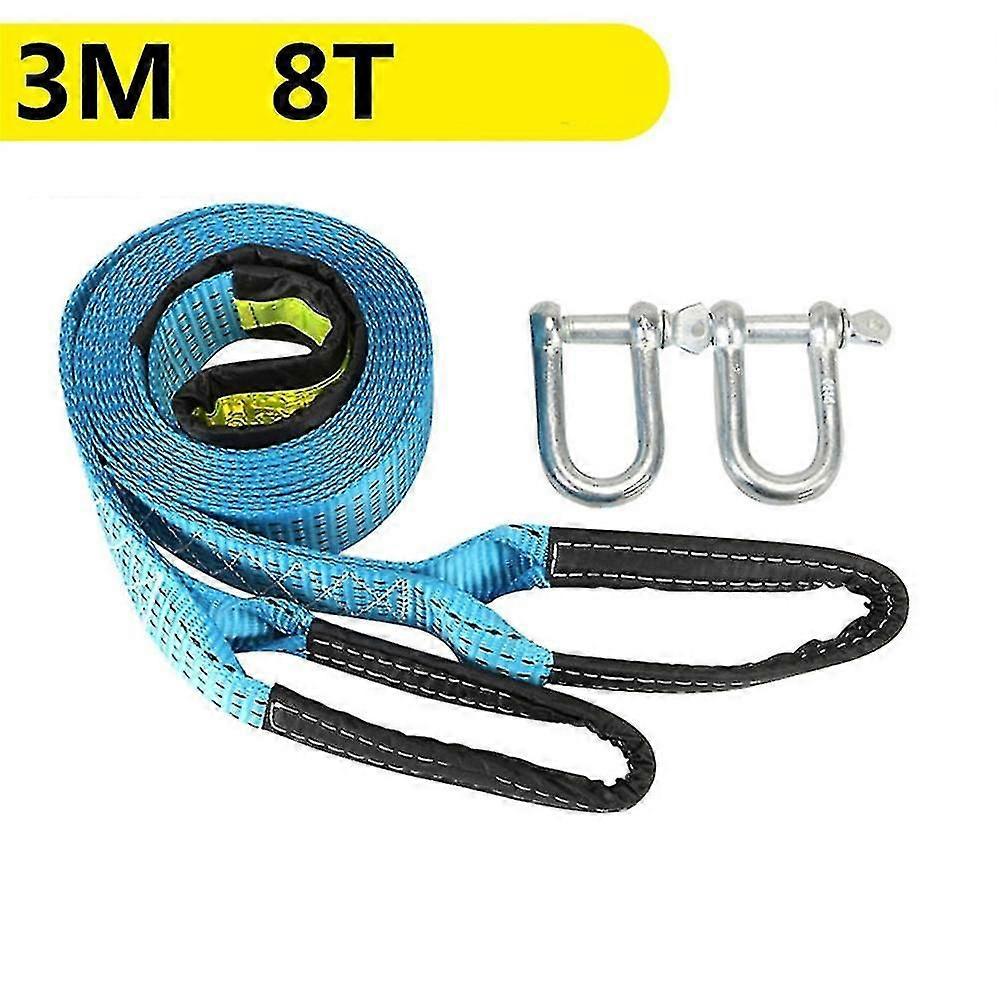 3/4/5m 8 Tons Tow Cable Tow Strap Car Towing Rope With Hooks High Strength Nylon For Heavy Duty Car