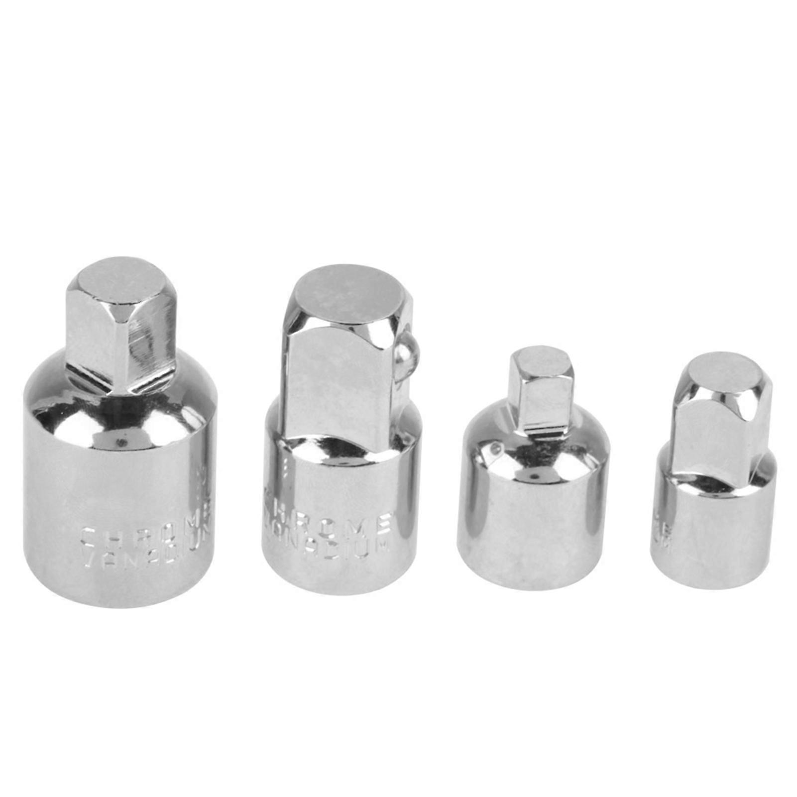 Qukaim CVR Soclet Adapter 4Pcs Silver Chrome Vanadium Steel Socket Adapter Reducers, 1/2", 3/8", 1/4" Wrench Adapter Set for Mechanic Tools,
