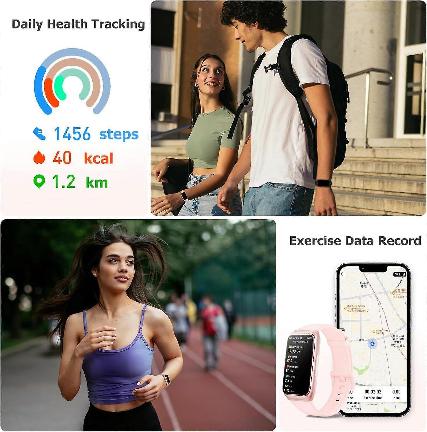 Smart Watch 1.47 Inch Health Fitness Tracker with 24/7 Heart Rate, Blood Oxygen, Stress Test, Sleep Monitor, Step Tracker Function (Black)