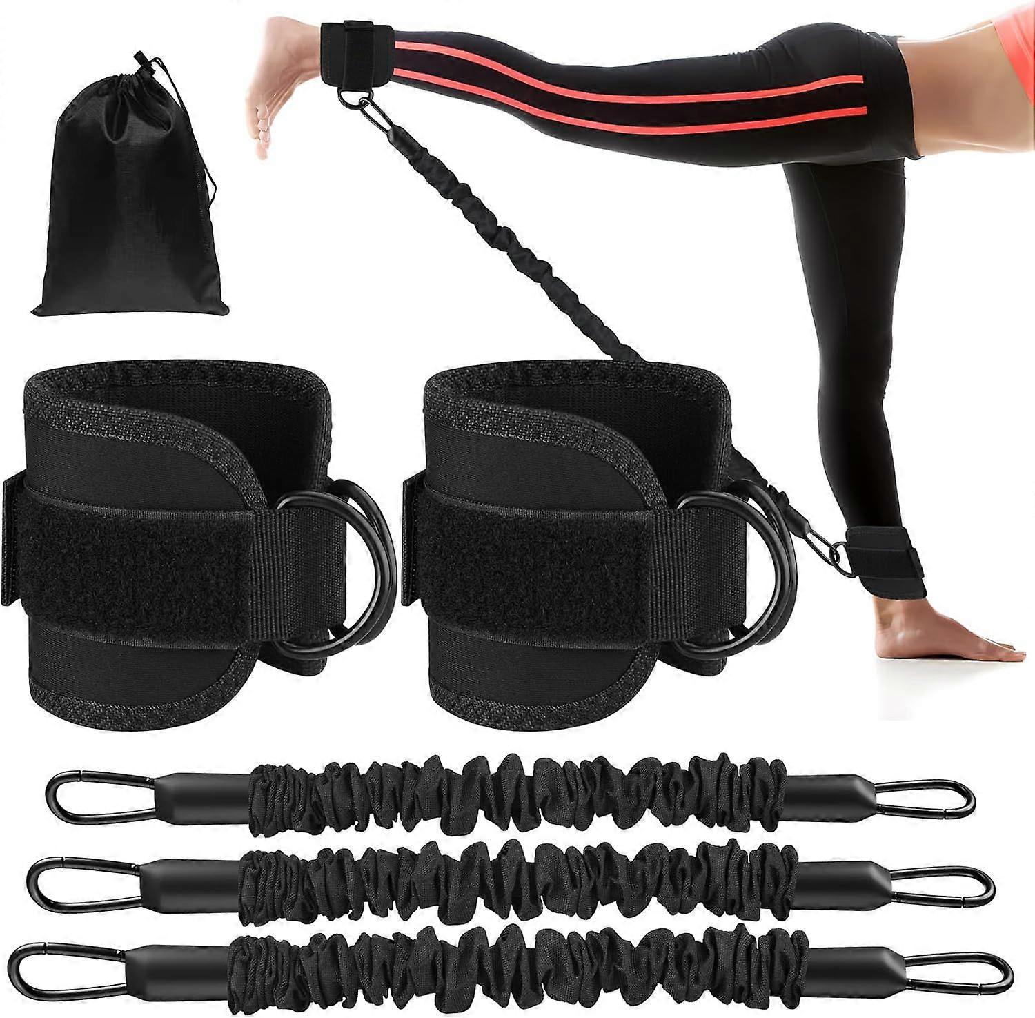 Ankle Resistance Bands Set for Exercise, Ankle Bands for Buttocks Kickback, Double D-Ring Exercise Bands, Buttocks Exercise Equipment with Adjustable 