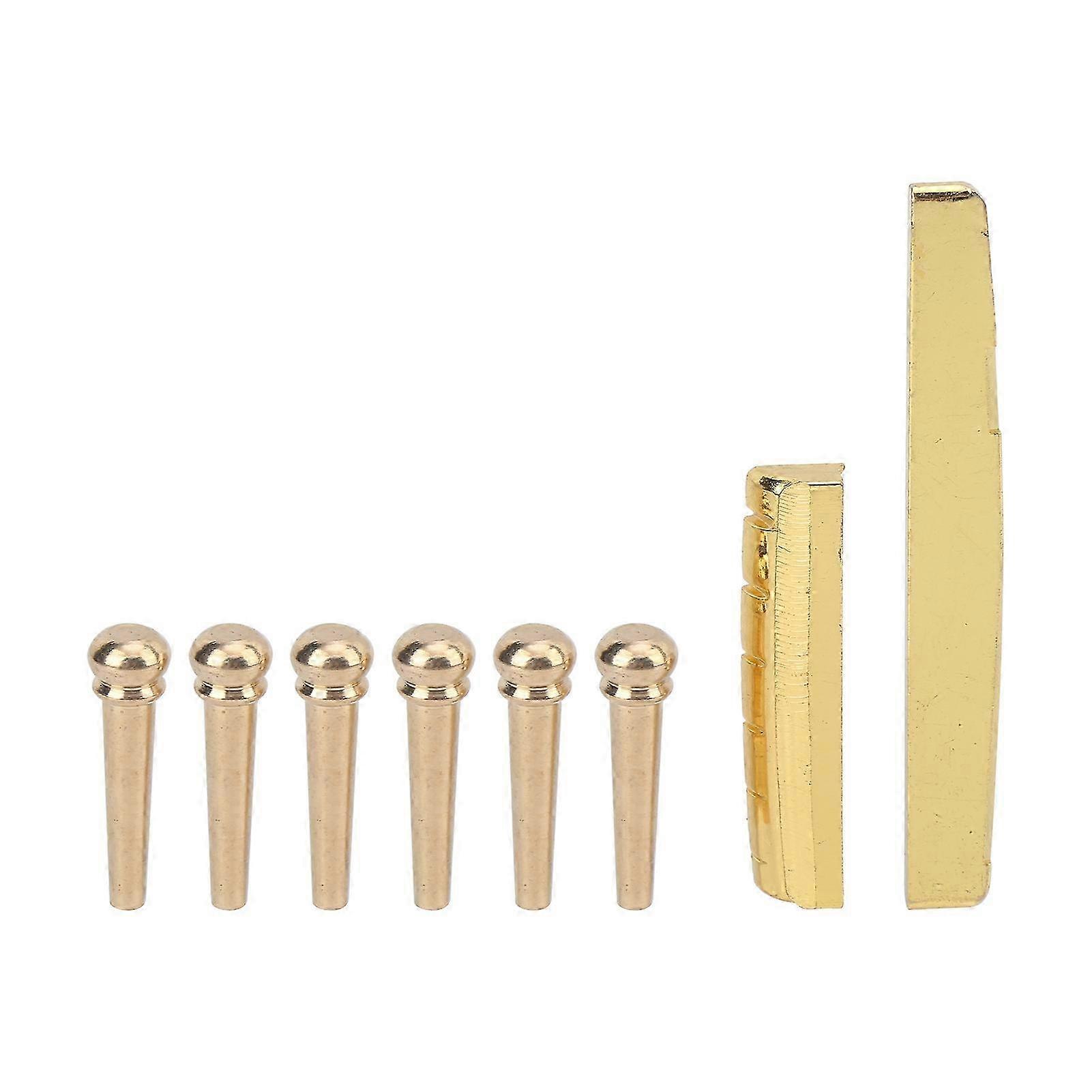 Guitar Pegs Nut Saddle Set Bridge Pin GL27 Ballad Brass Golden End Button Fixing Tool