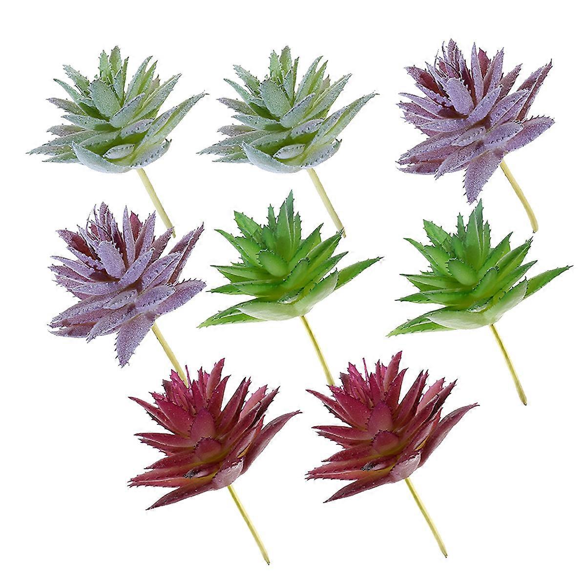 8pcsシミュレーション多肉植物花の頭大きなとげのある小さなアロエ創造的なDIYは人工的な緑の植物を供給します