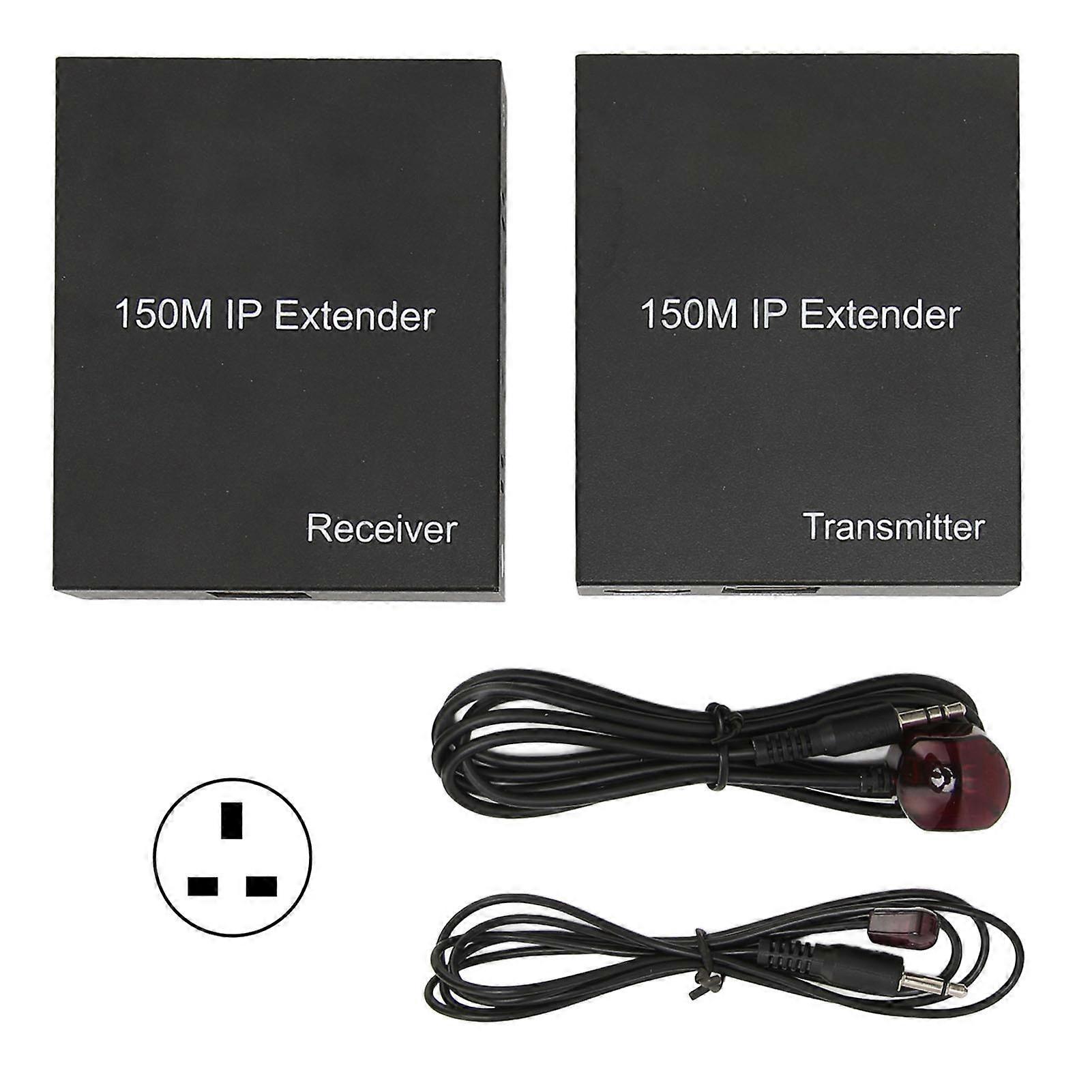 Full HD 1080P IP Extender with 495ft Range, IR Control, and Loop Out Function UK Plug