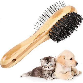 Hund Katze Bürste Hund Bürste Pflege Massage Natürliches Wildschwein Haarkamm Katzenbürste Doppelseitig