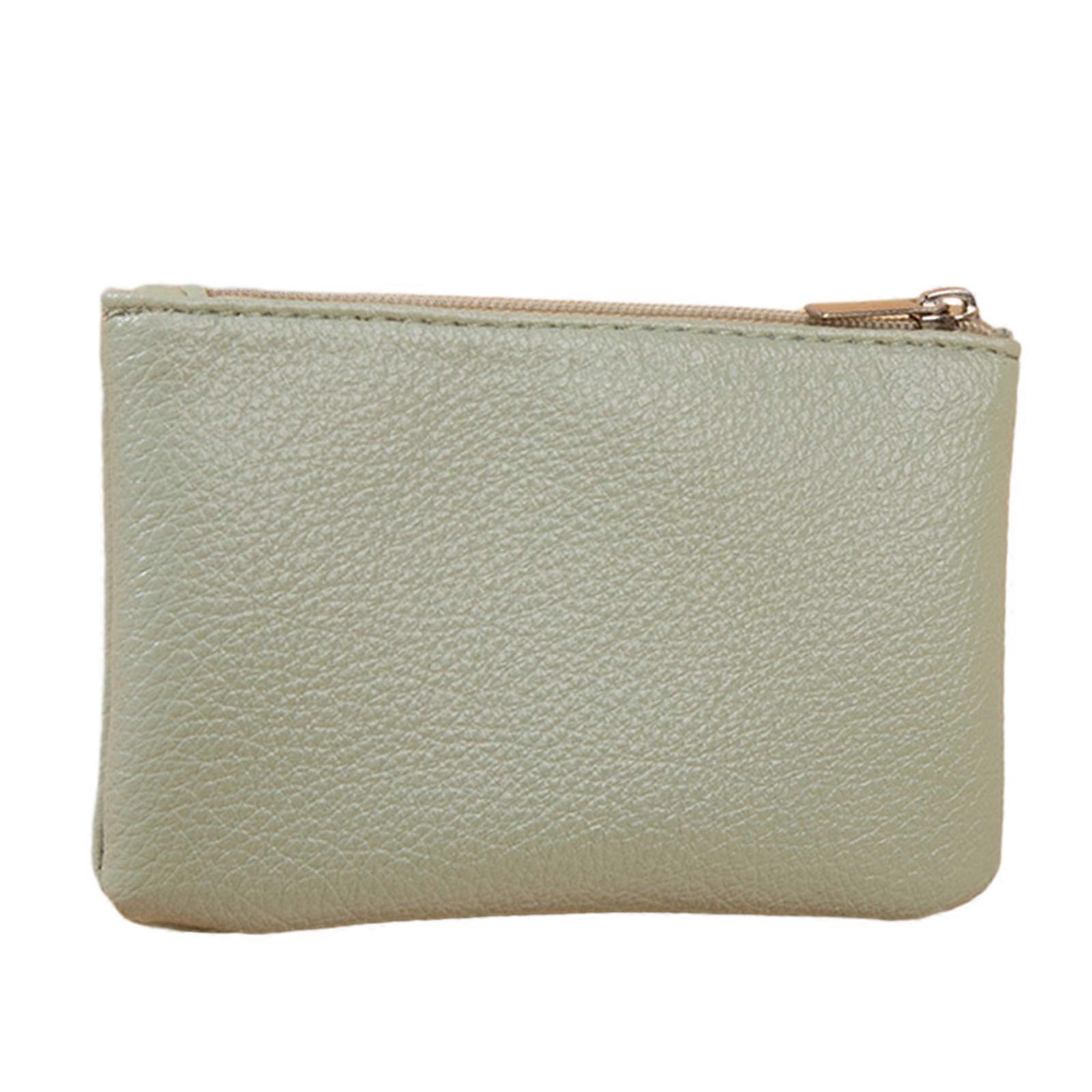Unisex Pattern Zipper Coin Purse Fashionable and Practical Storage Bag for Coins and Keys Light Green