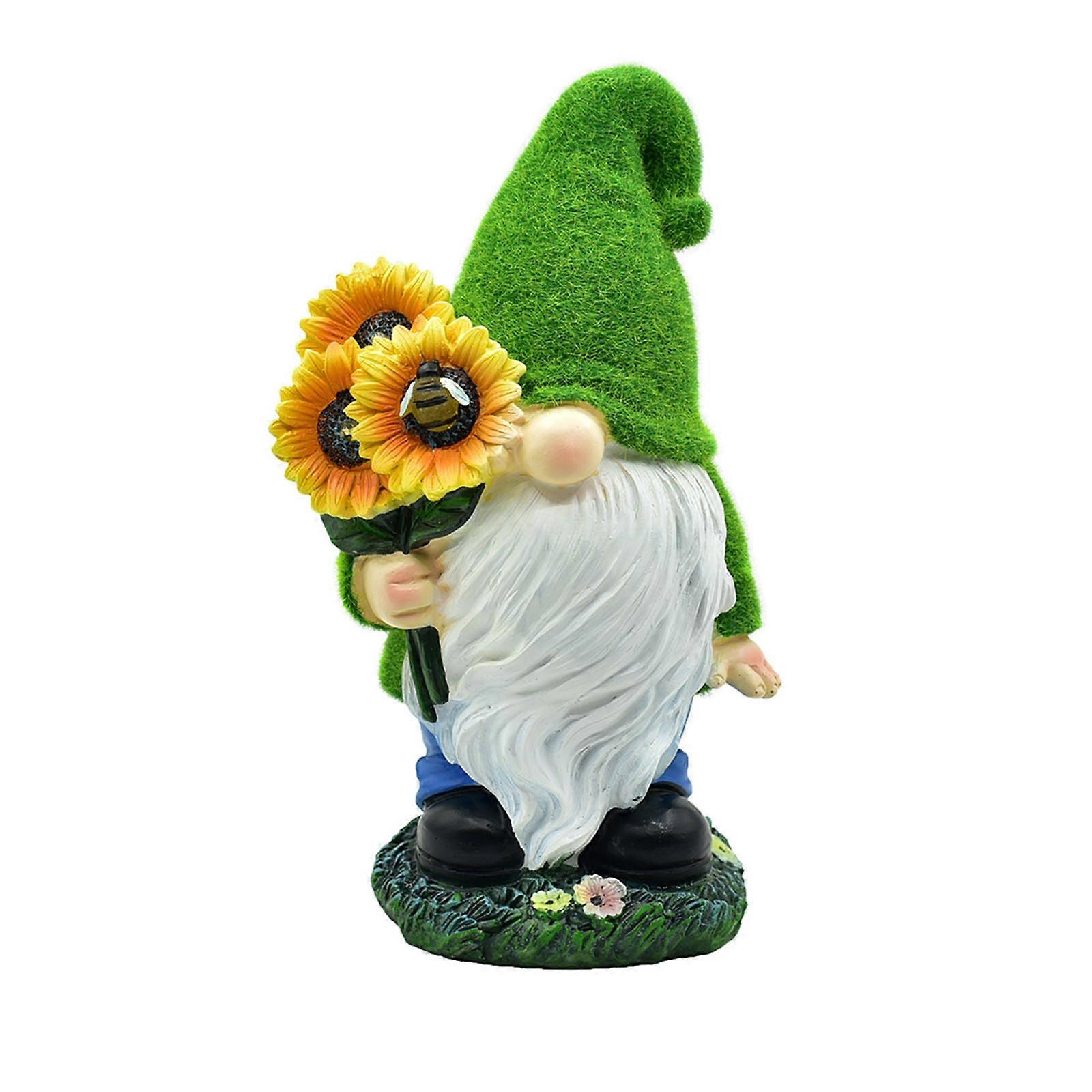 Solar Garden Statue Ornament Resin Garden Dwarf Figurines with Light Waterproof Art Crafts Christmas Gift for Pathway