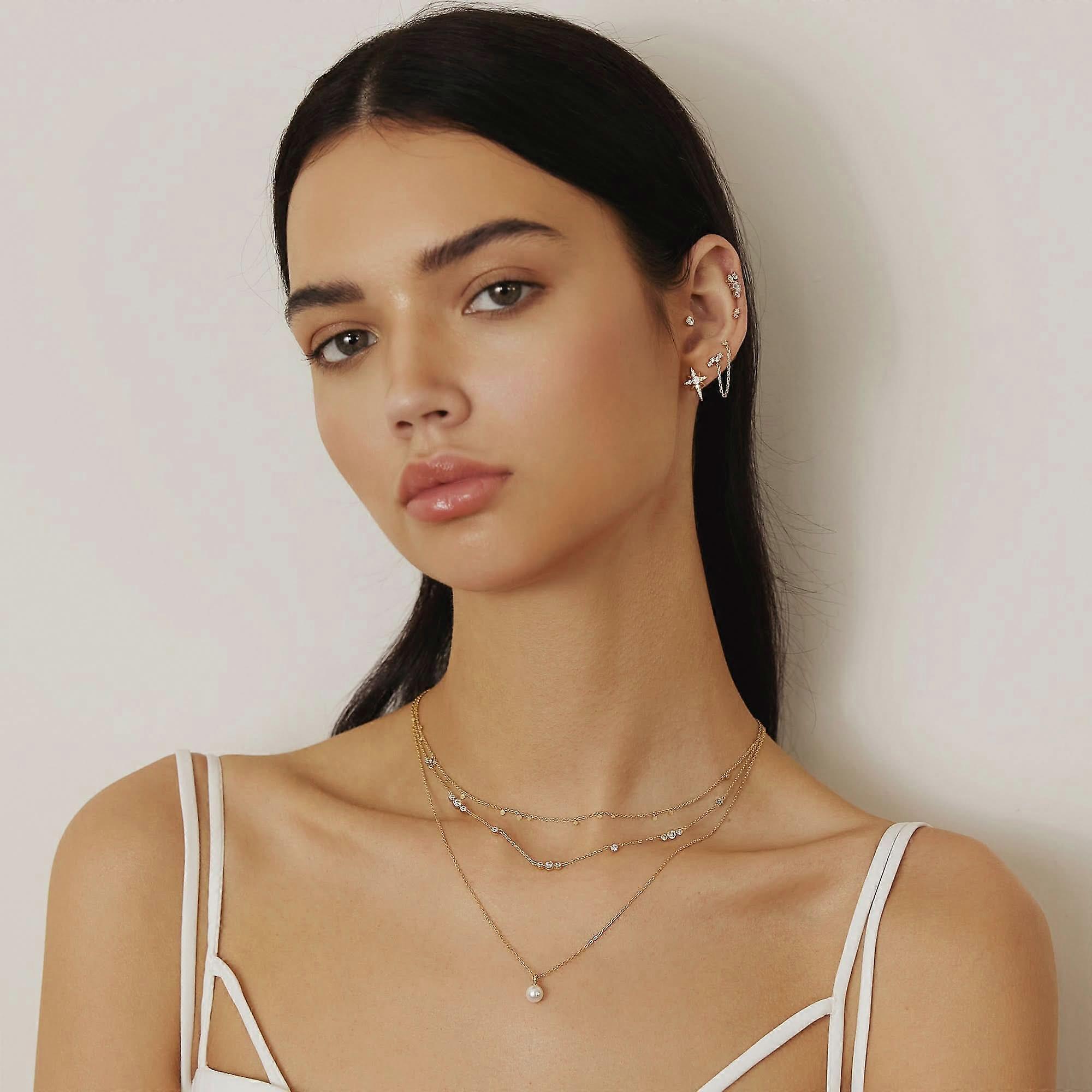 50 Connecteurs Boucles 12mm En Acier Inox 304 Avec Zirconium Cubique Facetté - Multicolore