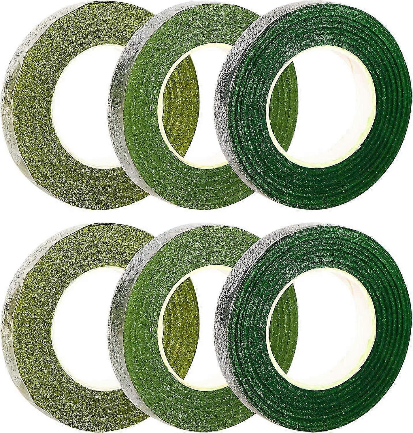 Floral Tape Stem Wrap Green Tape For Bouquet Flowers,Pack of 6