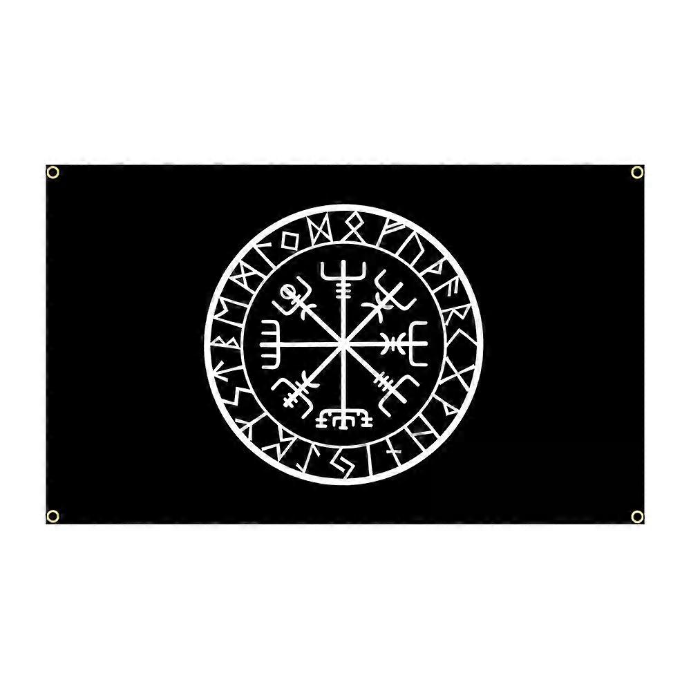 FLAGDOM 3x5Ft 90X150 ס"מ דגל ויקינג נורדי / שטיח פוליאסטר מודפס באנר סמל מיסטי ויקינג לתפאורה