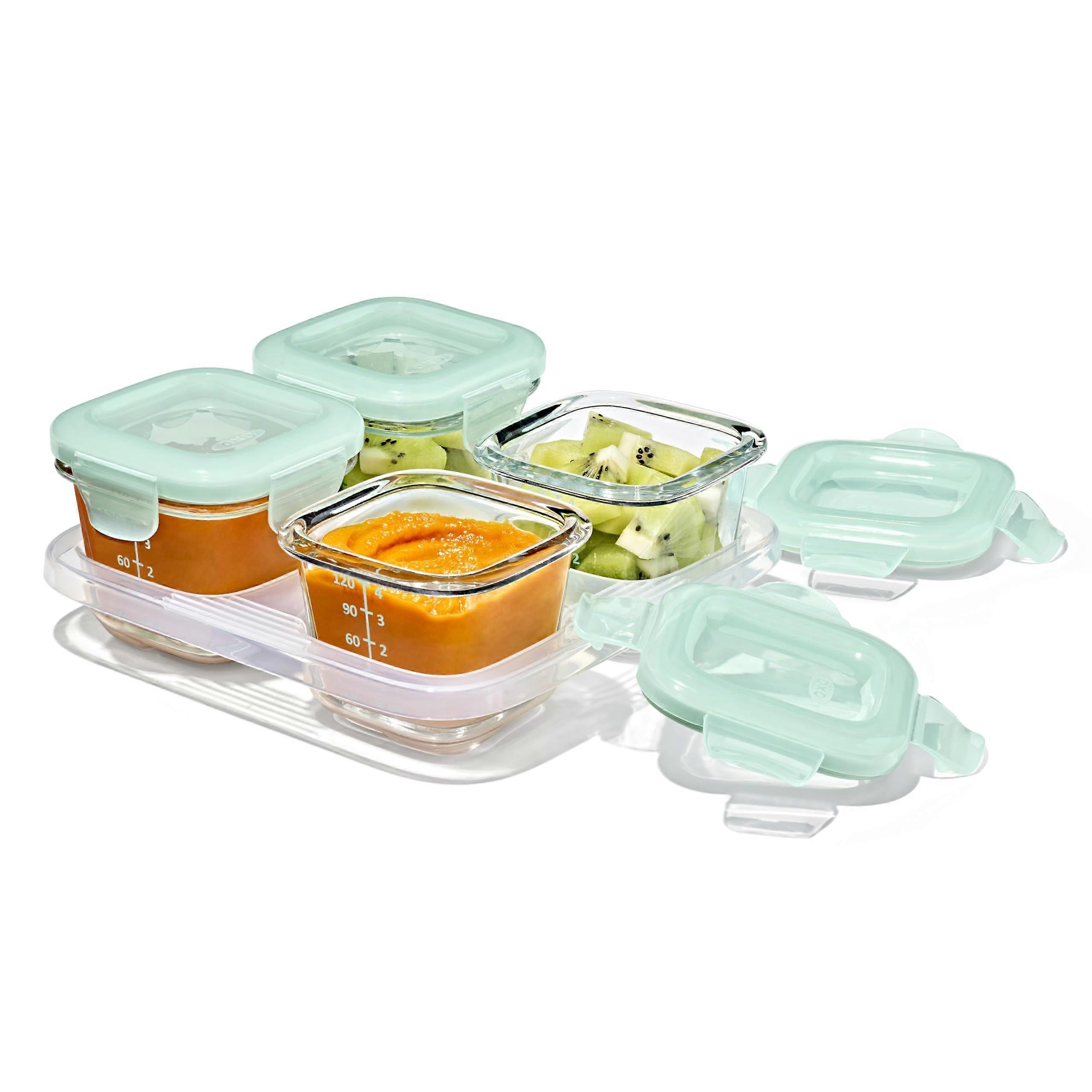1 Glass Food Storage Container with Opal Glass Baby Blocks for Kitchen Use 4 oz