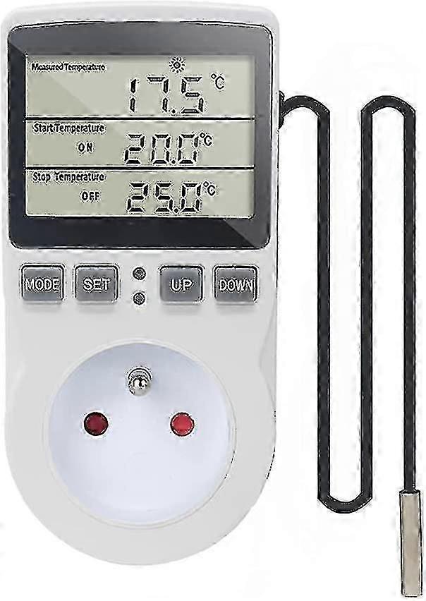 220v Digital Temperature Controller Thermostat Socket Heating Cooling With Probe, Lcd Temperature Controller Socket For Fridge Incubator Greenhouse Fa
