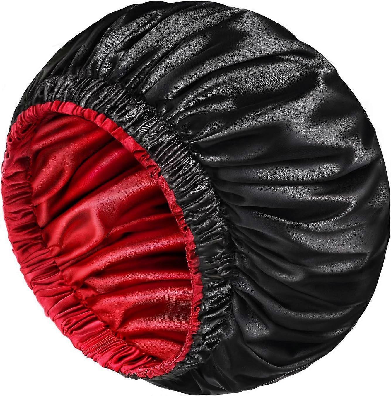 Silk Sleeping Cap Large Double Layer Sleep Cap Silky Soft Reversible Stretch Hair Care Cap (1 Piece)