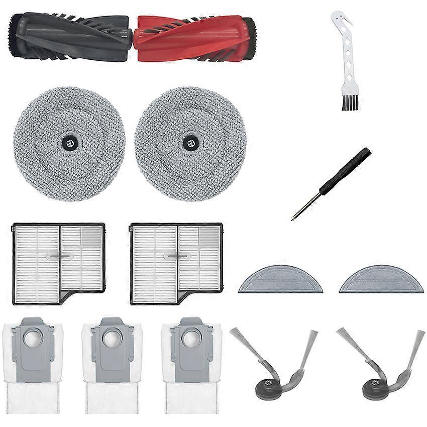 Sweeping Robot Accessories Main Side Brush Cartridge Mopping Cloth Dust Bag Cleaning Fluid for ROBOROCK G30 (Set A)
