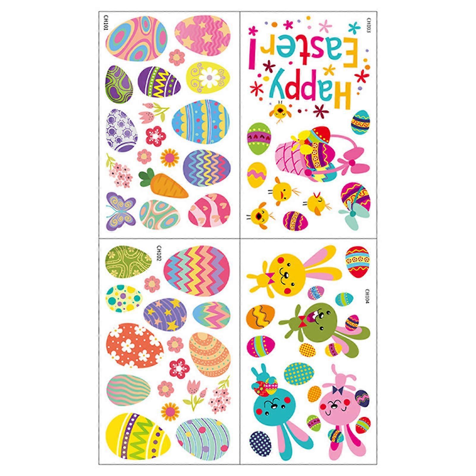 4 Sheets Easter Window Stickers Strong Festive Atmosphere Removable Stickers